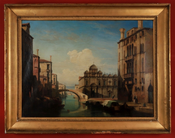 Jules Romain JOYANT (1803-1854) — Vue de Venise, Scuola Grande di San Marco et le pont Cavallo sur le rio dei Mendicanti, 1852