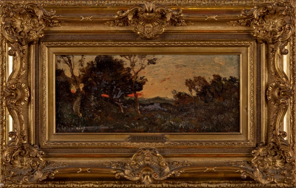Henri Joseph HARPIGNIES (1819-1916) — Le sous-bois à la tombée du jour