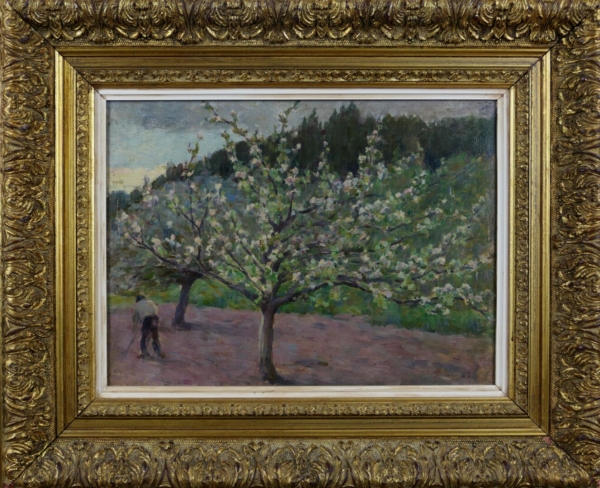 Henri LE SIDANER (1862-1939) — Paysan dans un verger au Printemps, 1890