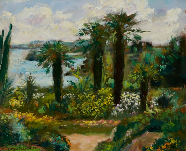 Georges PACOUIL (1903-1996) — Paysage aux palmiers, Côtes d'Armor