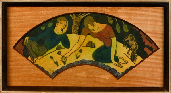 Tsuguharu FOUJITA (1886-1968) — Jeune couple en bord de rivière, 1917