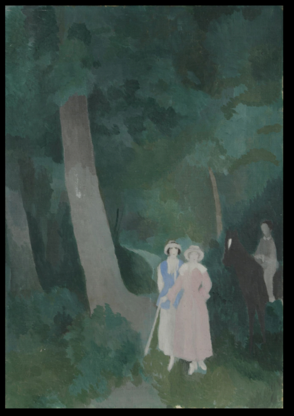 Marie LAURENCIN (1883-1956) — Elégantes et cavalier dans un paysage