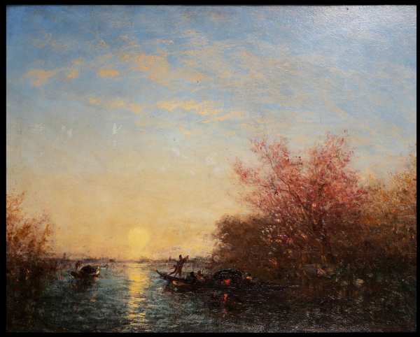 Félix ZIEM (1821-1911) — Gondoles sur la lagune, Venise.