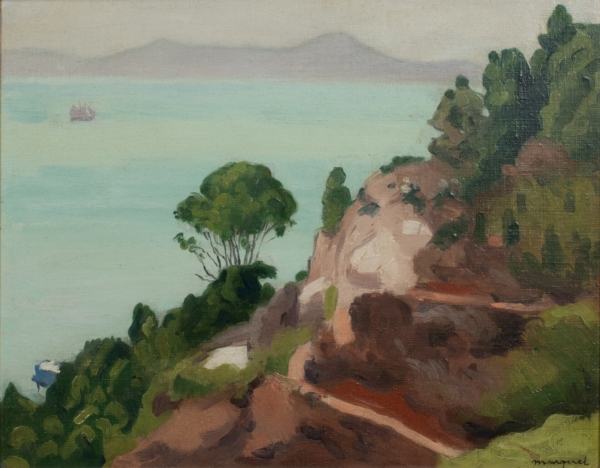 Albert MARQUET (1875-1947) — Bord de mer ou La falaise rouge à Sidi Bou Saïd, Tunisie, 1923