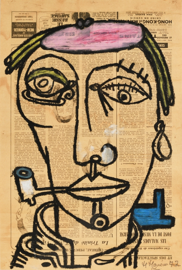 Michel MACREAU (1923-1995) —  Homme à la pipe, 1972