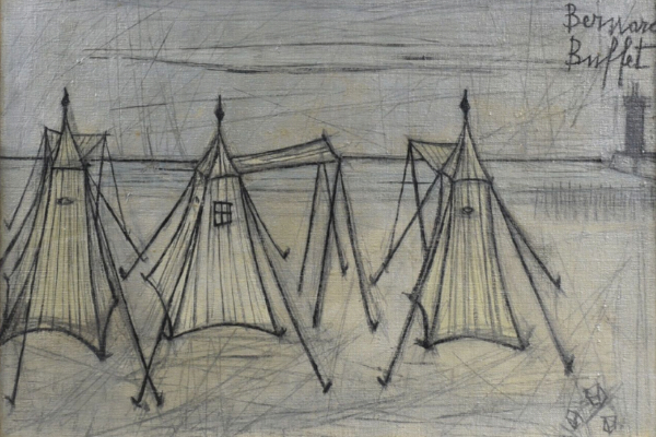 Bernard BUFFET (1928-1999) — Les tentes de Dinard