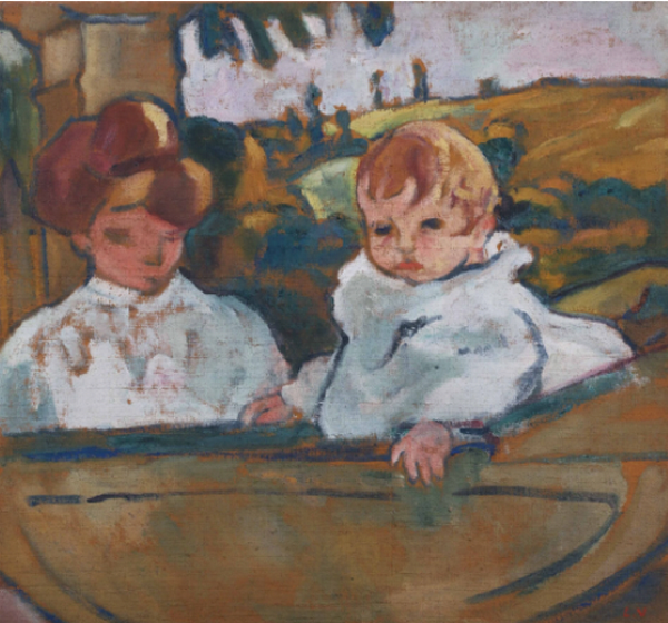 Louis VALTAT (1869-1952) — Suzanne et Jean Valtat dans sa voiture, circa 1909