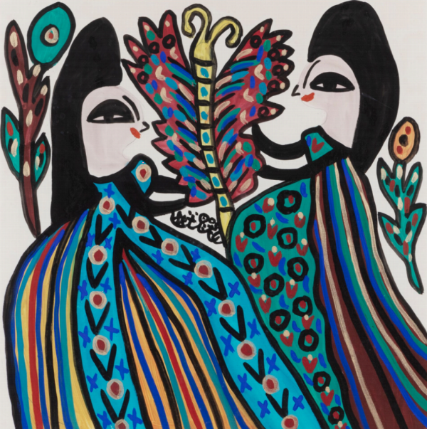 BAYA (1931-1998) — Deux femmes tenant un papillon