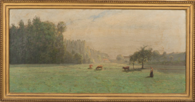  — Un pré dans les fonds de La Tournelle ; vapeurs argentées du matin