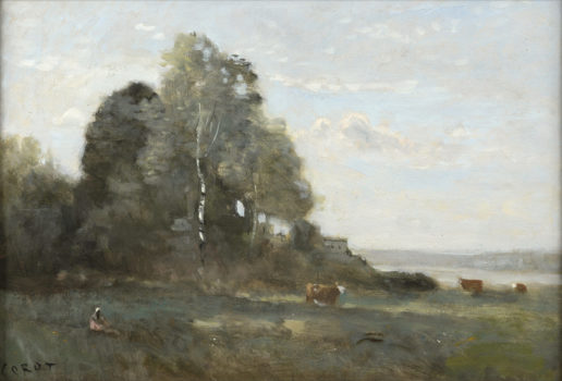  — Vachère et trois vaches au bord de l’étang